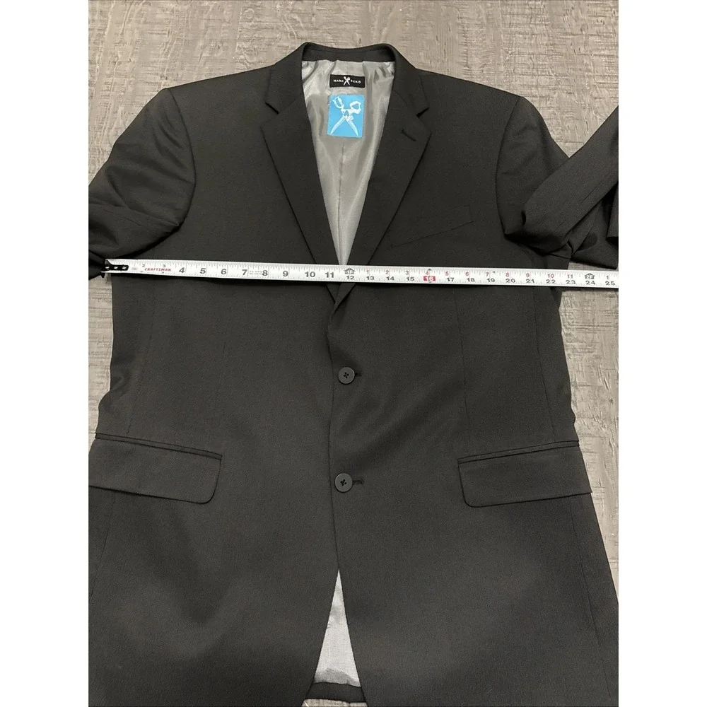 Marc Ecko Black Polyester Rayon Blend Suit Jacket Blazer Y2K size 44R‎